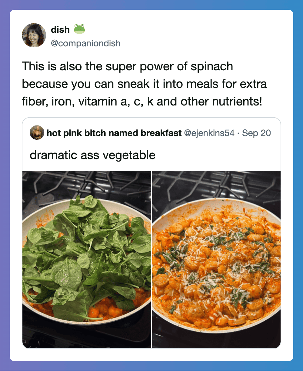 Two images of spinach and a vegetable dish with spinach, carrots, and greens.