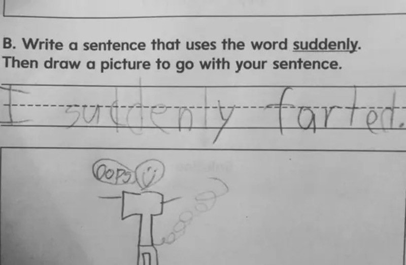 Child's drawing of a person with a smiling face and outstretched arms.