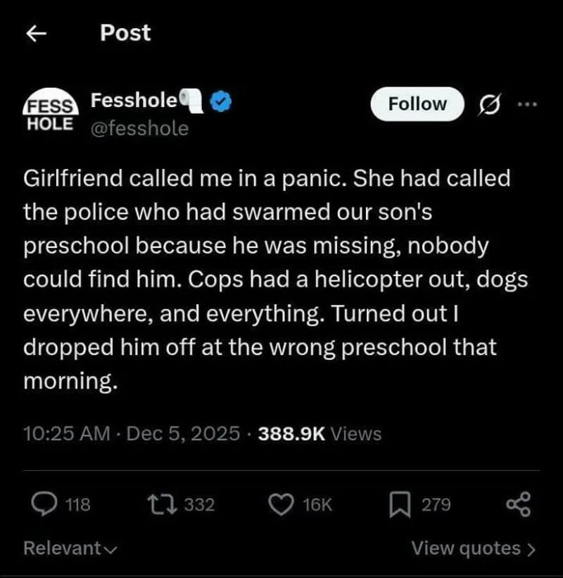 Girl calls police in panic over missing son, drops him at wrong preschool.