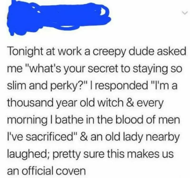 Funny story about a creepy coworker asking about secrets to staying slim.