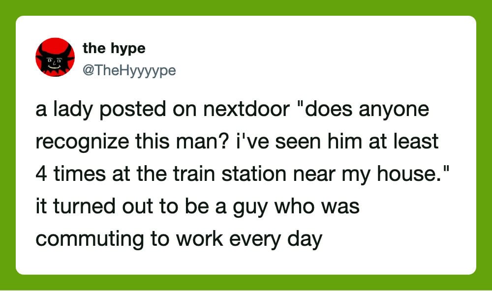 A lady posted on nextdoor about a man she saw at the train station.