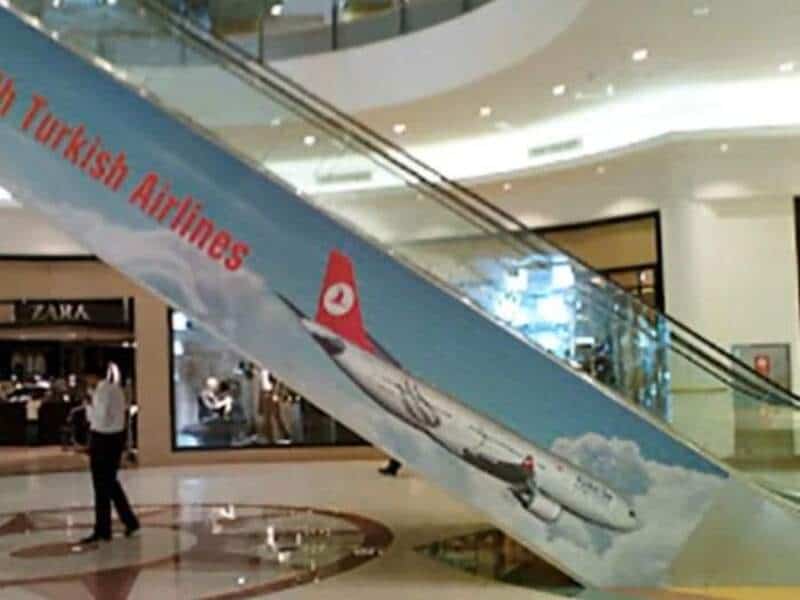 Turkish Airlines airplane crashed into an escalator in a shopping mall.