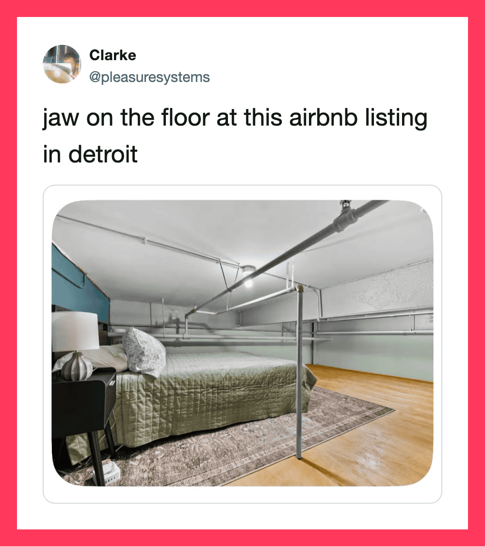 Jaw on the floor at this Airbnb listing in Detroit.