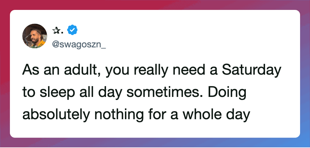 As an adult, you really need a Saturday to sleep all day sometimes.