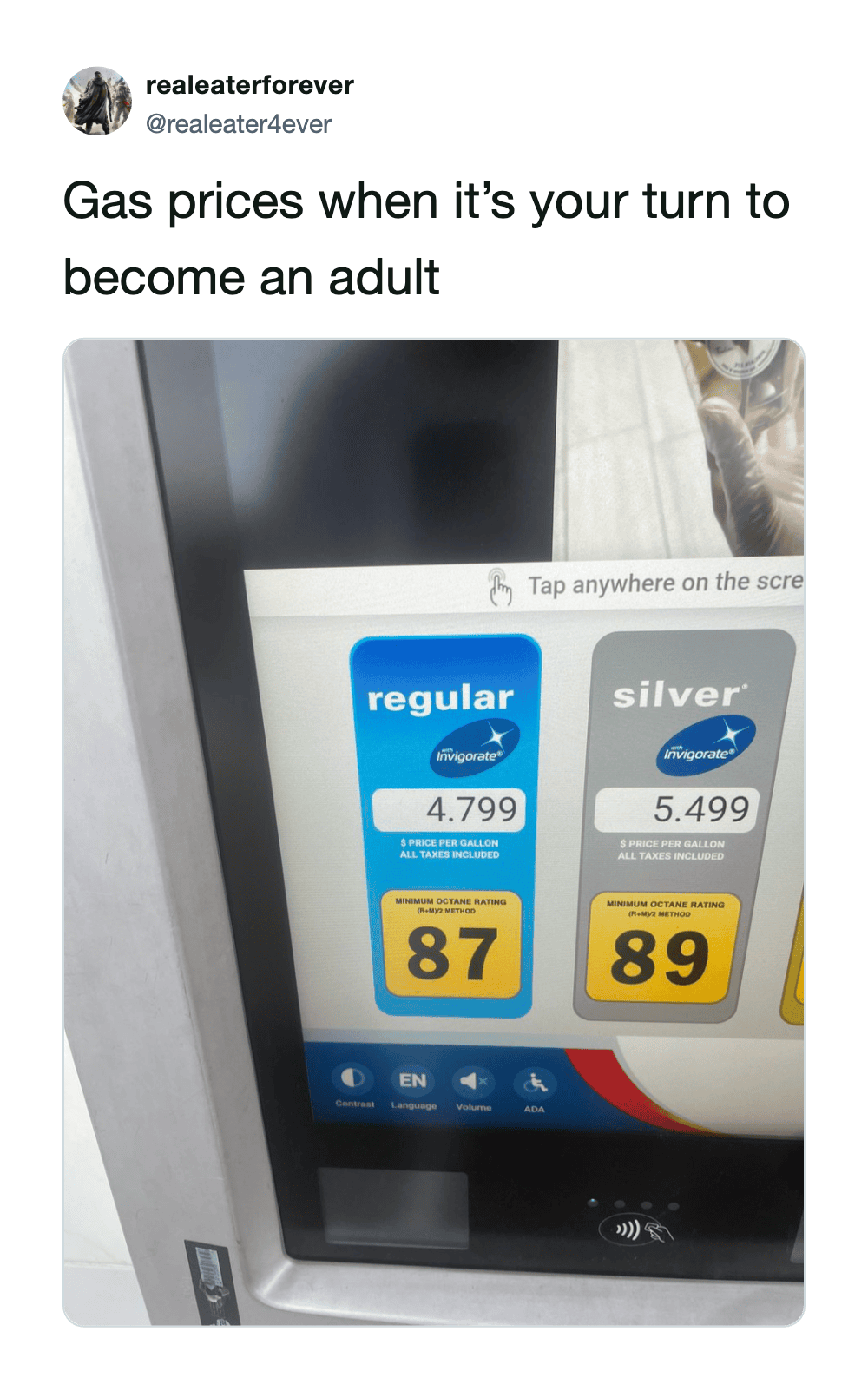 regular $4.799, silver $5.499.