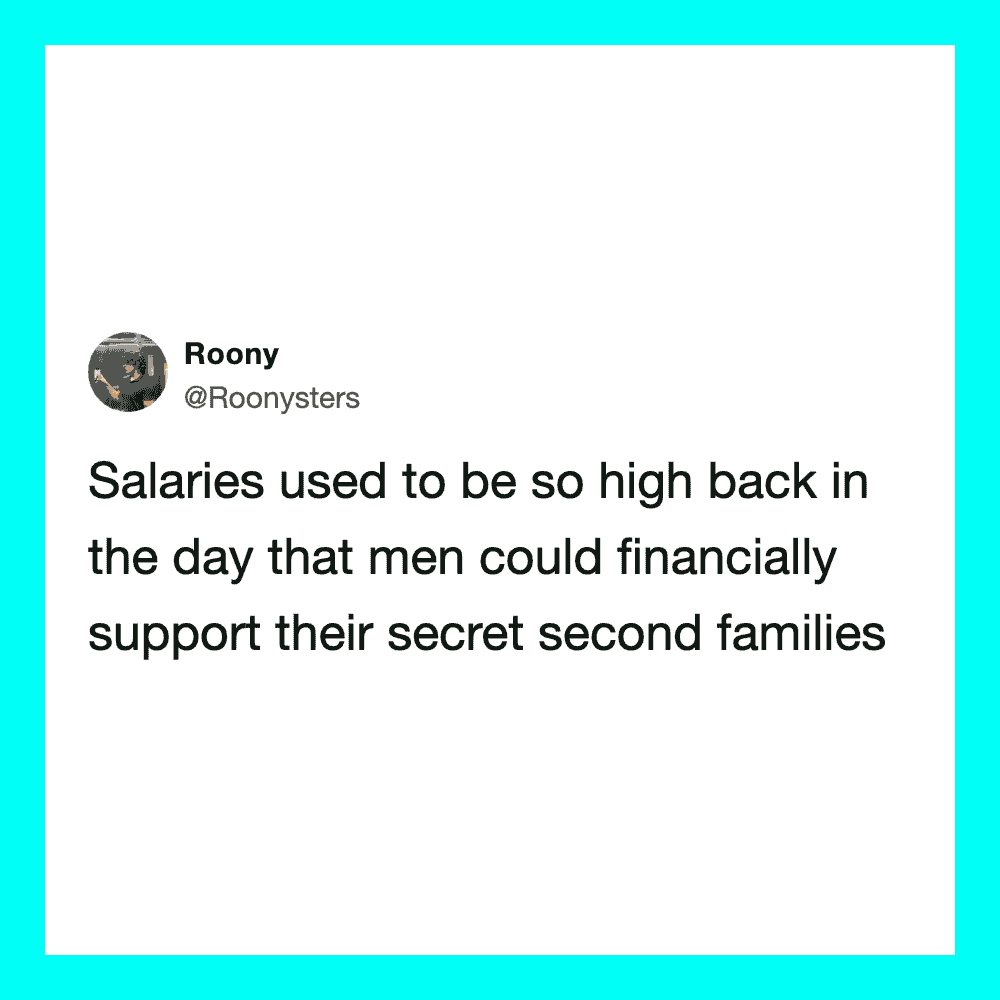 Roony's tweet about salaries and supporting secret second families.