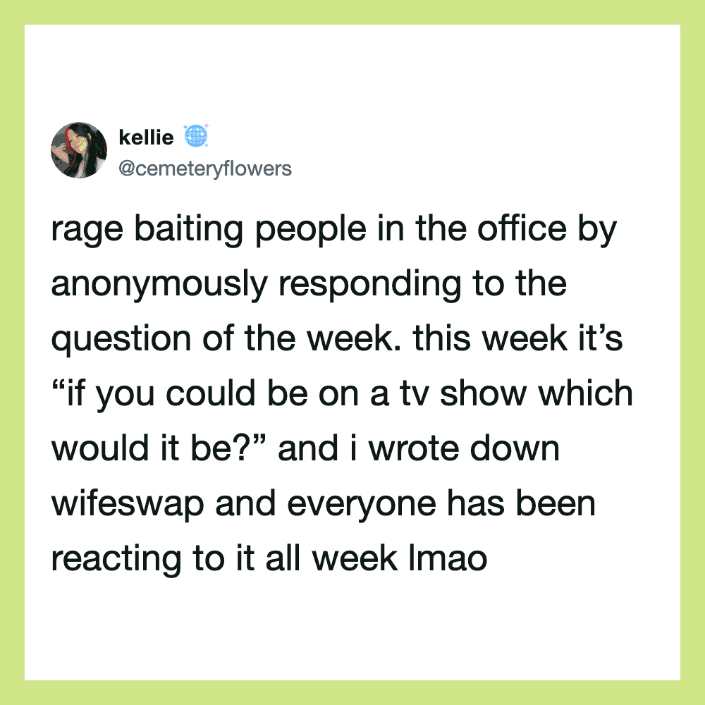 A social media post by kellie about rage baiting in the office.