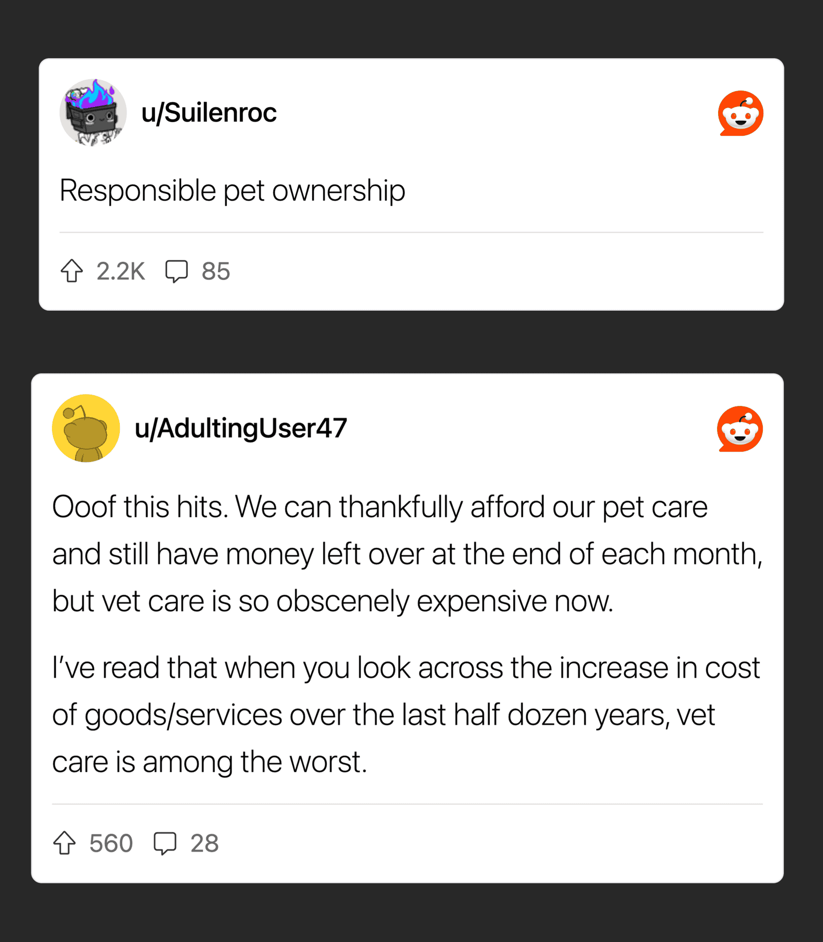 Responsible pet ownership and the high cost of vet care.