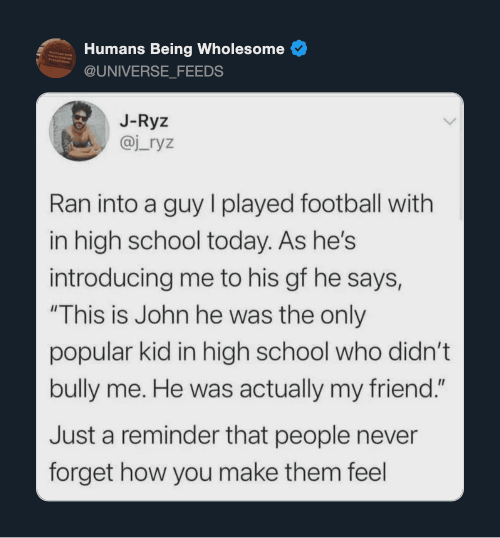 Twitter post about a high school football game and friendship.