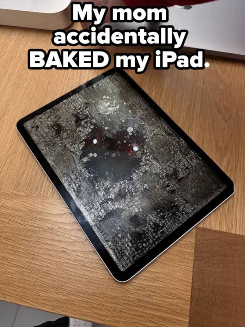 My mom accidentally BAKED my iPad with a cracked screen.