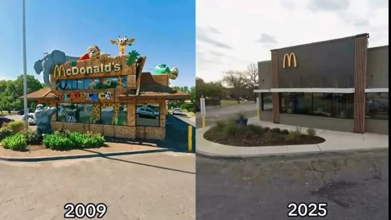 Comparison of McDonald's location in 2009 and 2025 showing changes.