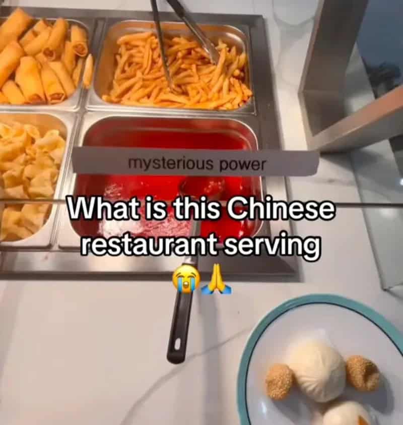 What is this Chinese restaurant serving? Noodles and fried items.