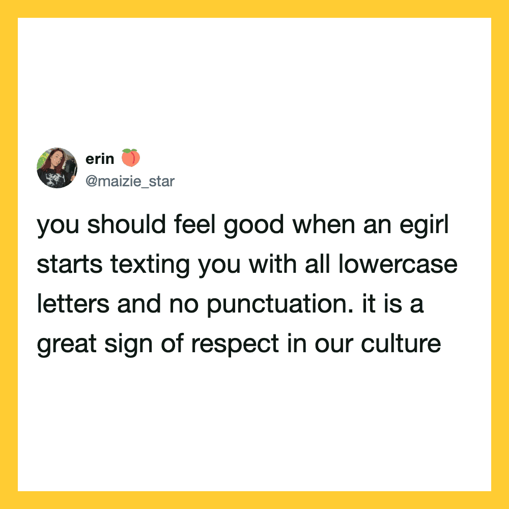 Tweet by erin about texting etiquette as a sign of respect in culture.