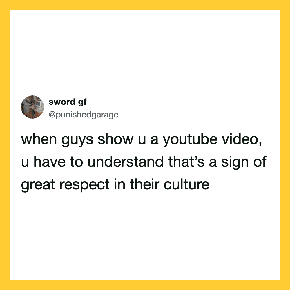 Twitter post about showing respect by understanding YouTube videos.