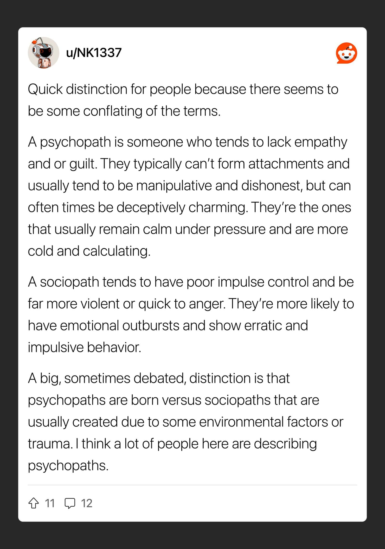 Quick distinction for people because there seems to be some conflating of the terms.