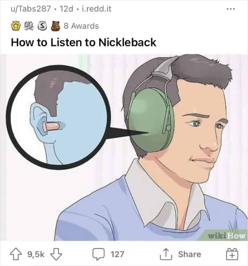 How to listen to Nickelback with headphones and ear anatomy diagram.