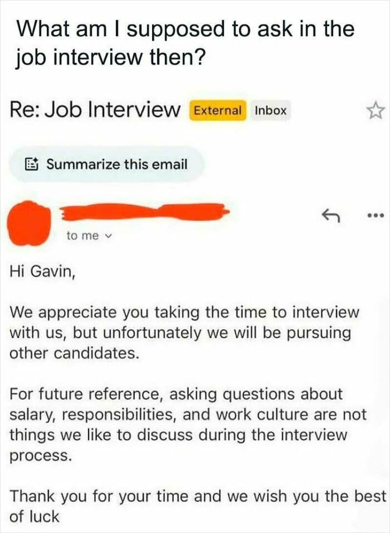 Email reply declining interview, mentioning pursuing other candidates and not discussing salary or工作.