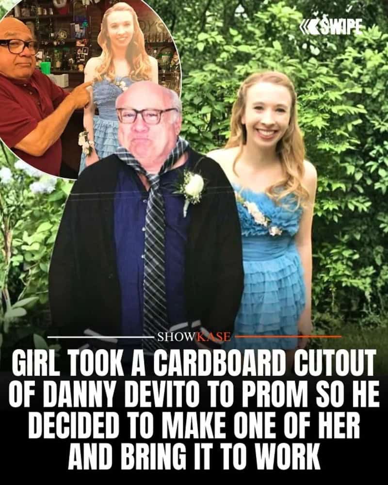 Girl took a cardboard cutout of Danny Devito to prom and brought it to work.