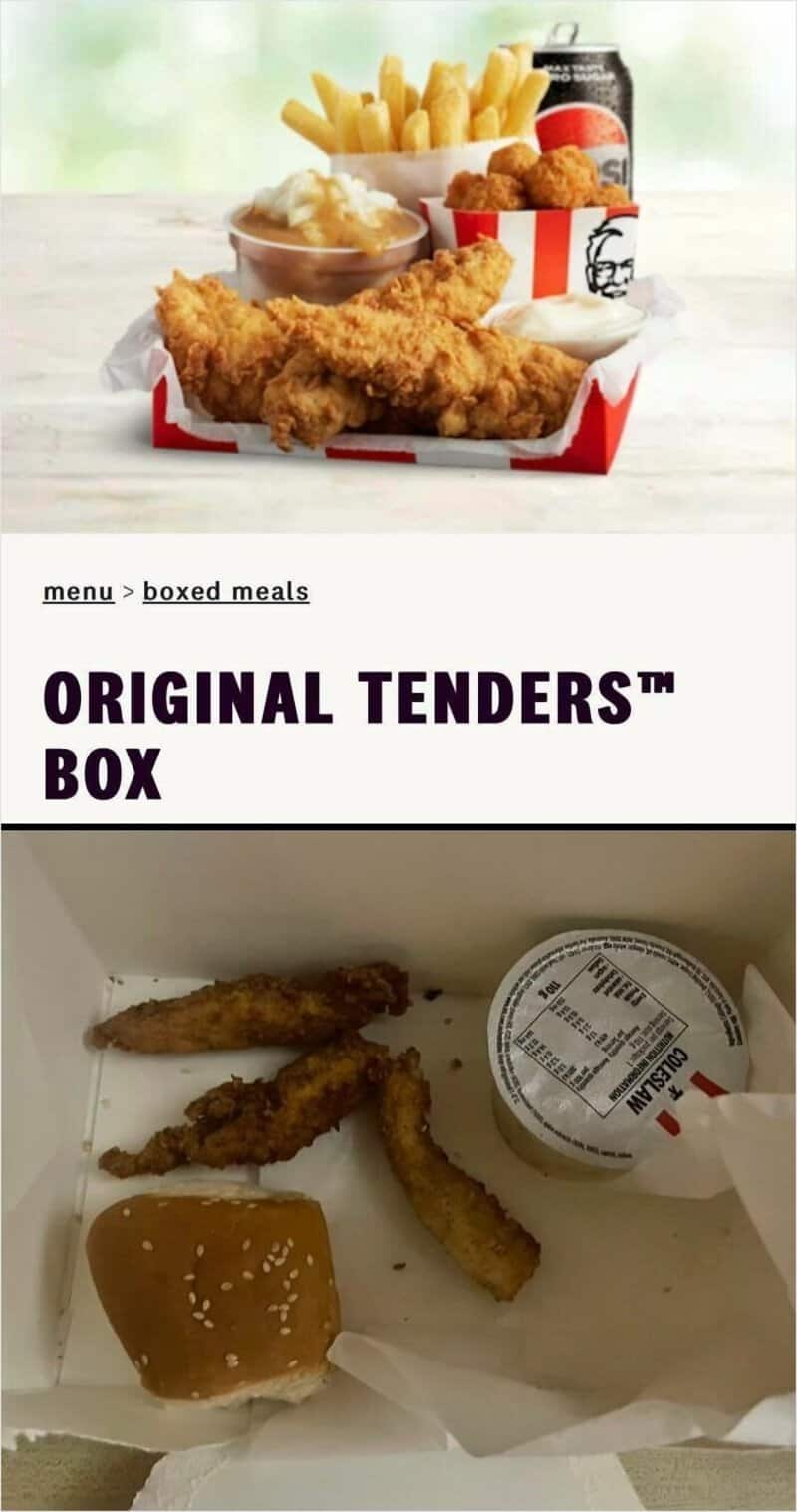 Original Tenders Box meal with fried chicken tenders, fries, dipping sauces, and a drink in a fast‑d.