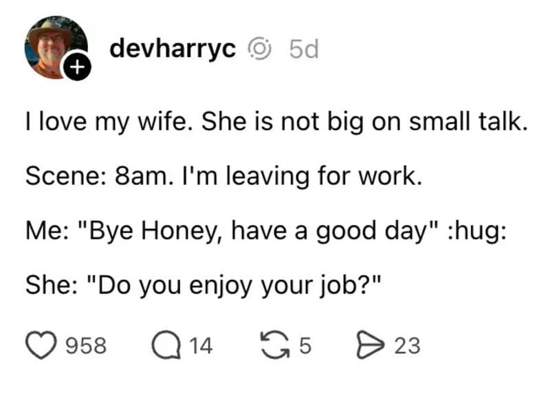 A couple sharing a heartfelt moment in the morning before leaving for work.