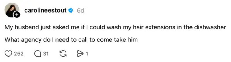 A woman writes about her husband's question on Instagram.