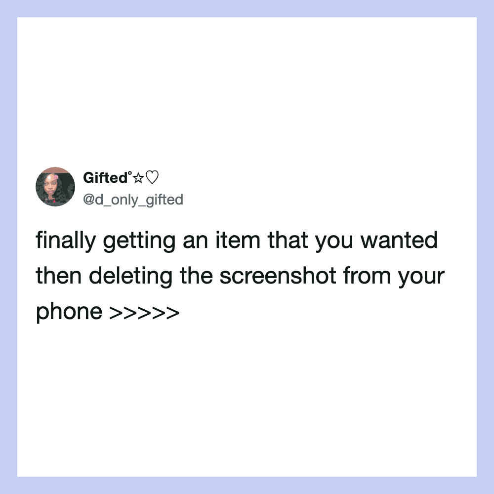 Twitter post by Gifted about deleting a screenshot after getting an item.