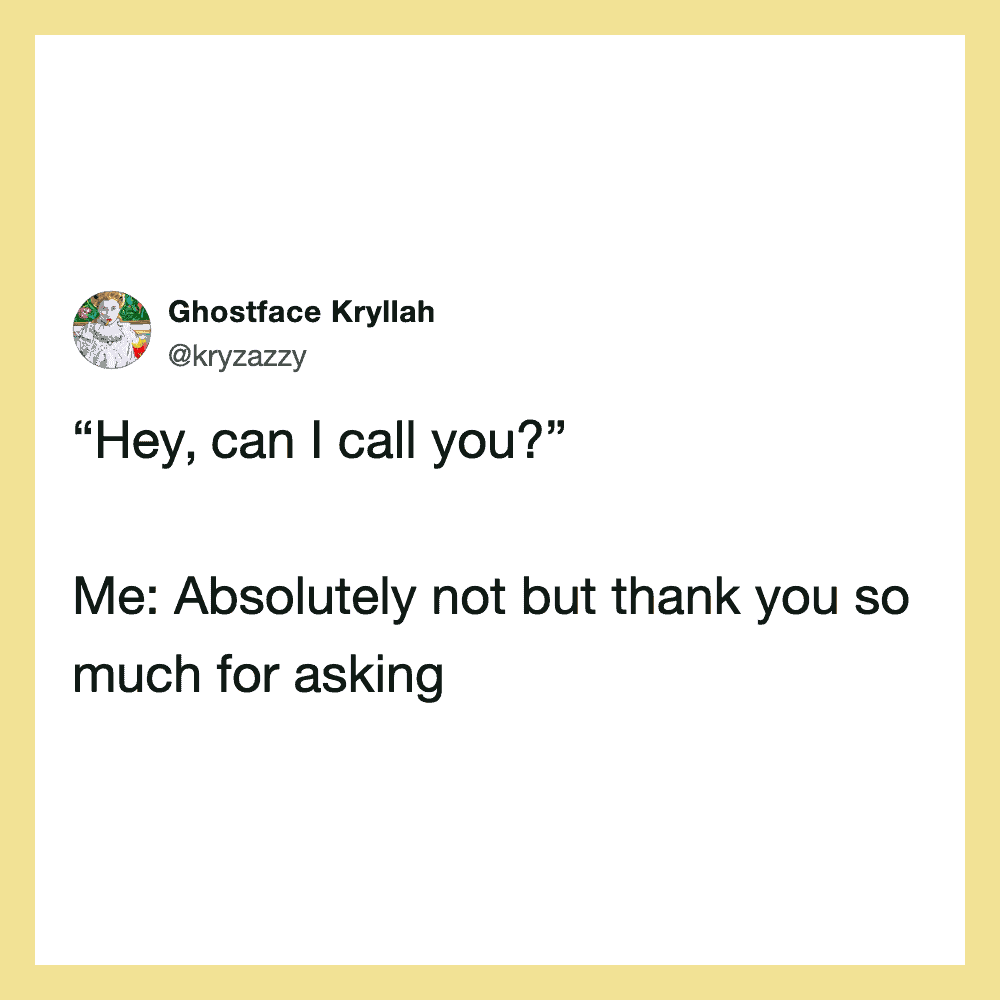 Twitter post by Ghostface Kryllah with a humorous exchange about calling.