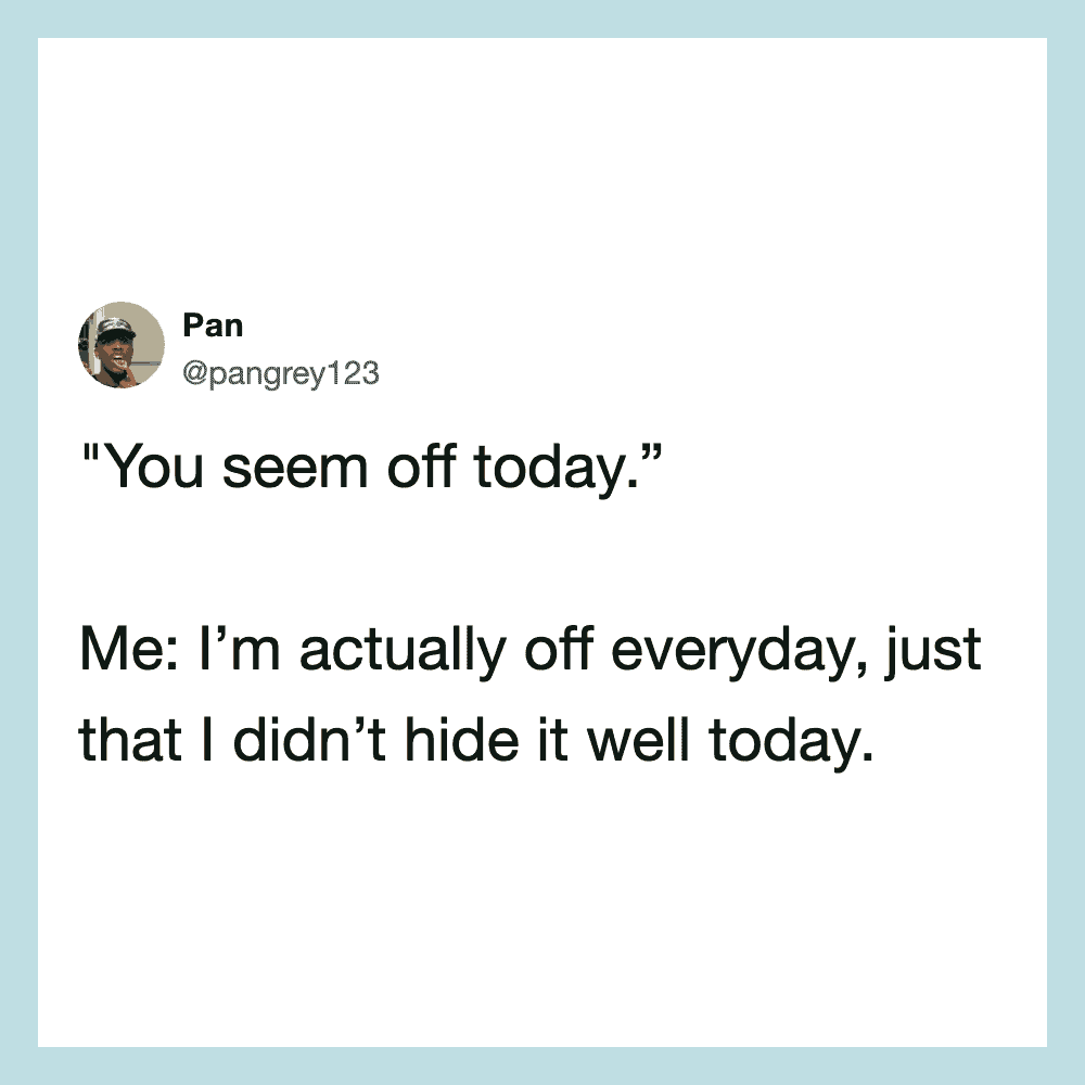 Twitter post with a humorous exchange about being off today.