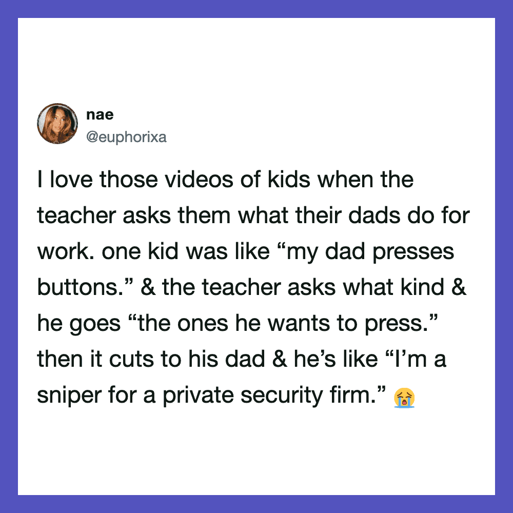 Kids joke about dads pressing buttons, funny video screenshot.