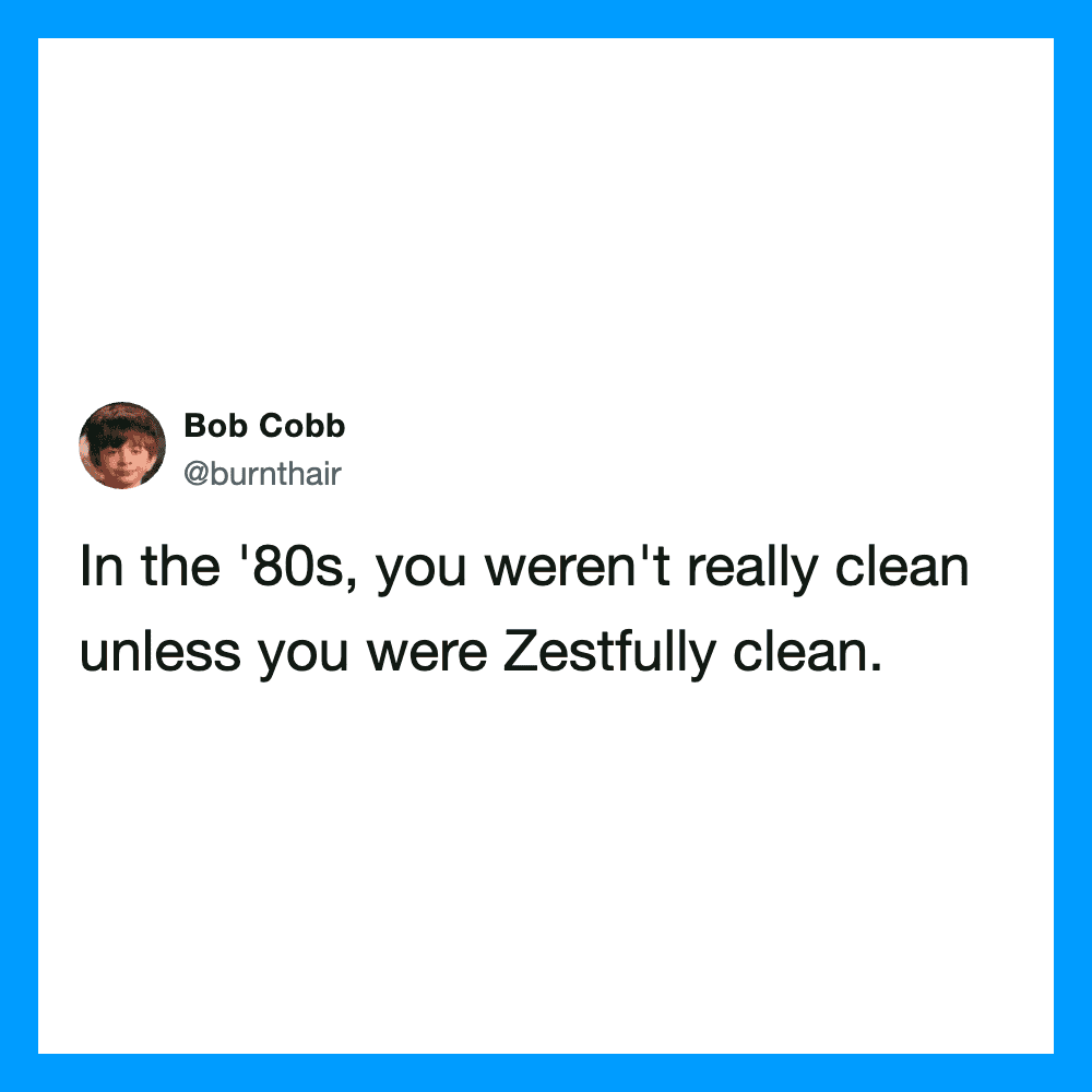 In the '80s, you weren't really clean unless you were Zestfully clean.