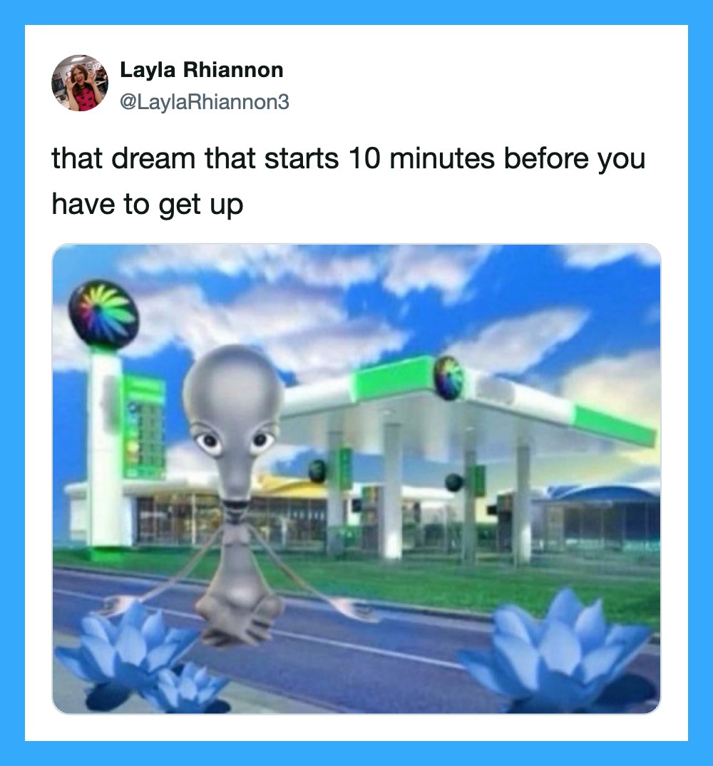 That dream that starts 10 minutes before you have to get up.