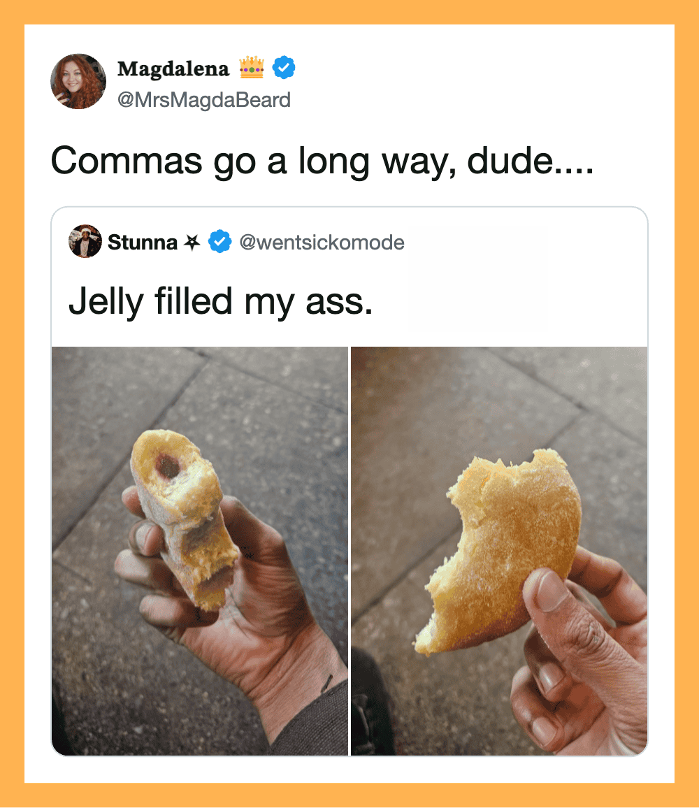 Two photos of a jelly-filled snack, one showing the snack whole and the other bitten into.