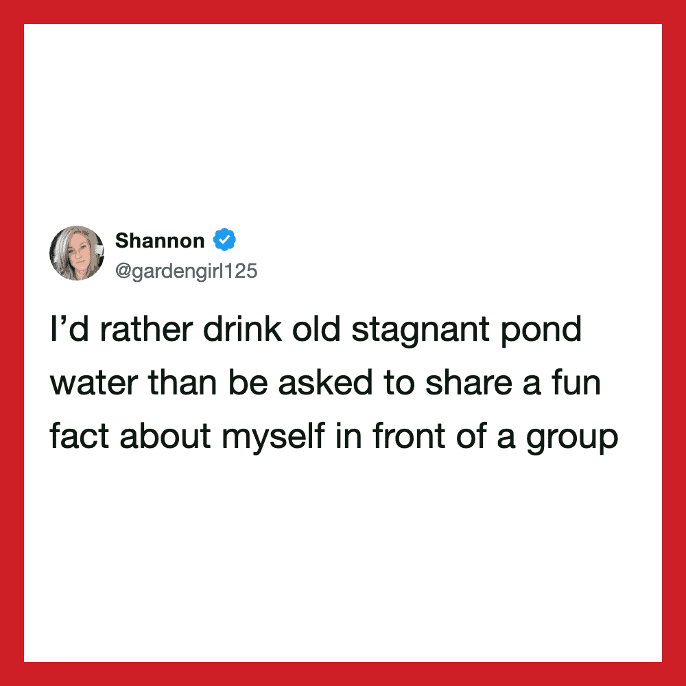 Shannon's tweet about preferring pond water over sharing fun facts.