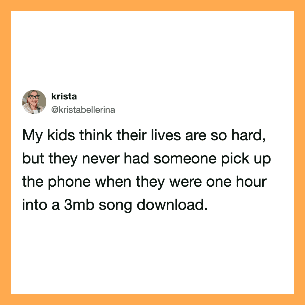 Krista's tweet about kids and phone use during a song download.