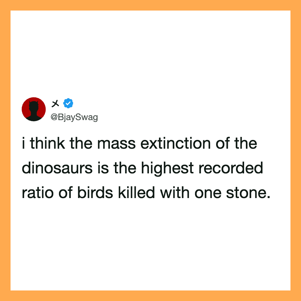 Tweet by @BjaySwag about dinosaurs and birds.