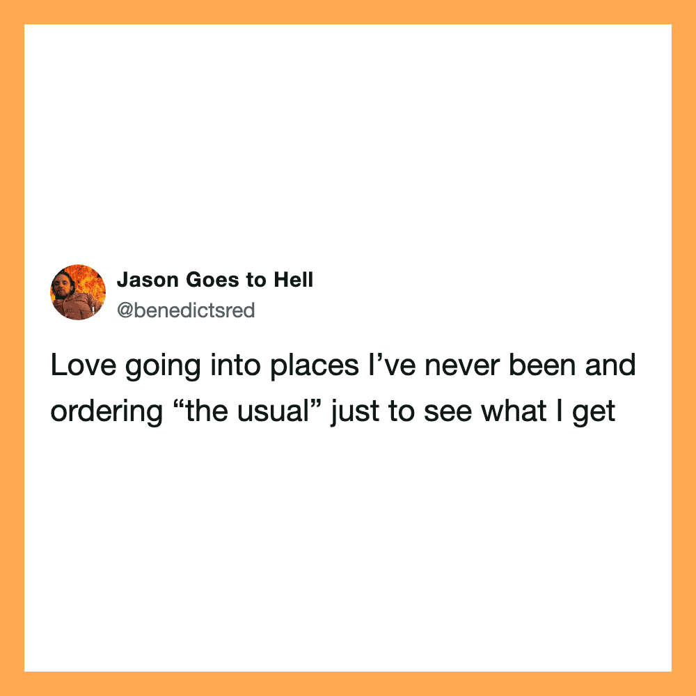 Tweet by Jason Goes to Hell about visiting new places and trying different experiences.