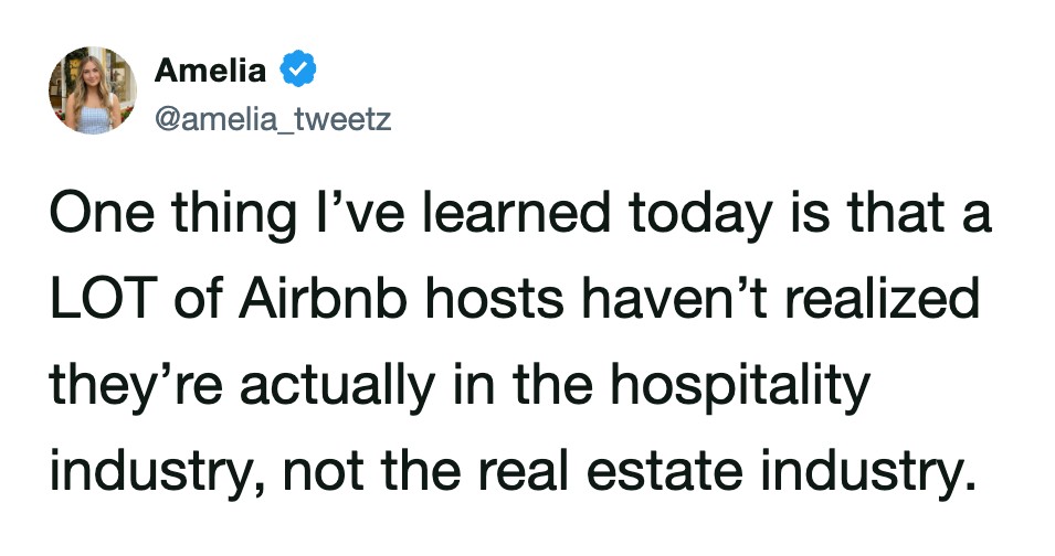 One thing I’ve learned today is that a LOT of Airbnb hosts haven’t realized they’re actually in the.