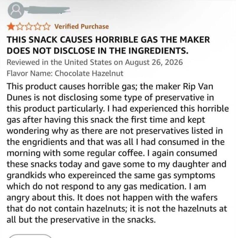 This snack causes horrible gas, maker does not disclose ingredients.