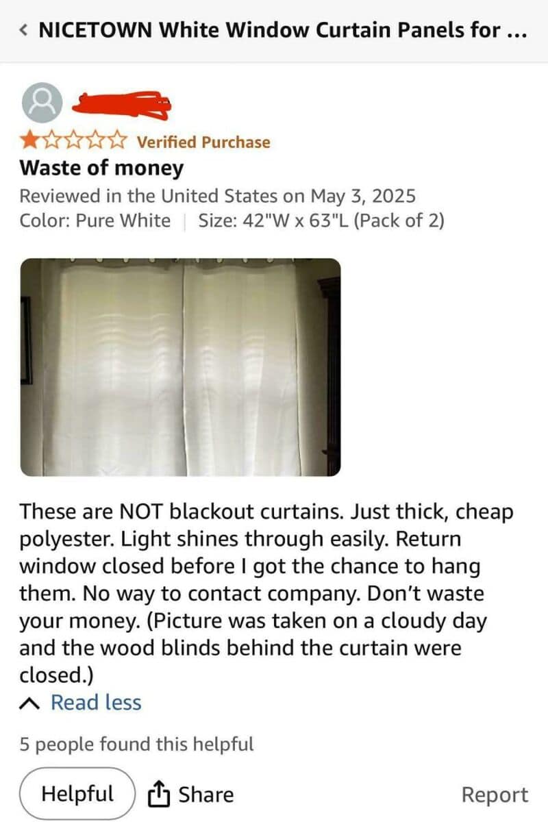 White window curtain panels with a review about their quality and material.