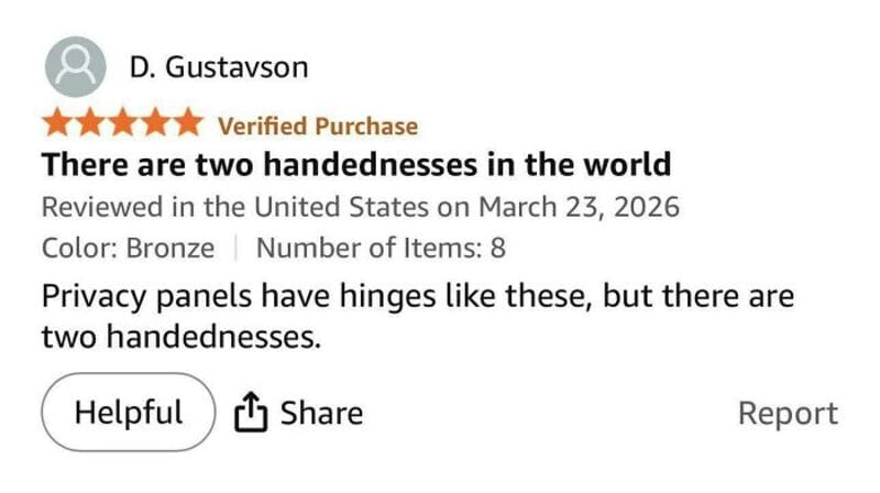 There are two handedness in the world review by D. Gustavson on Amazon.