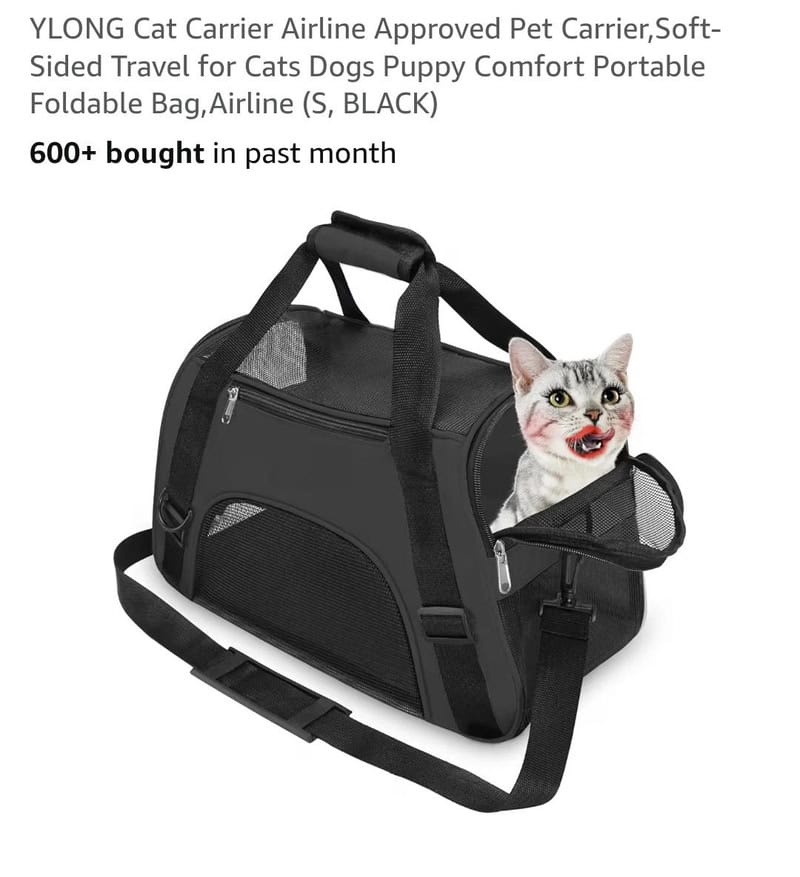 YLOG Cat Carrier Airline Approved Pet Carrier Soft-Sided Travel for Cats Dogs Puppy Comfort Portable.