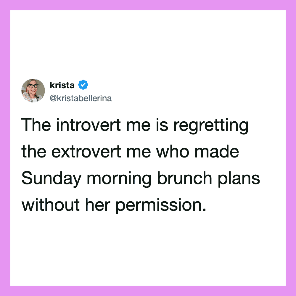 Krista's tweet about regret over Sunday brunch plans made without permission.