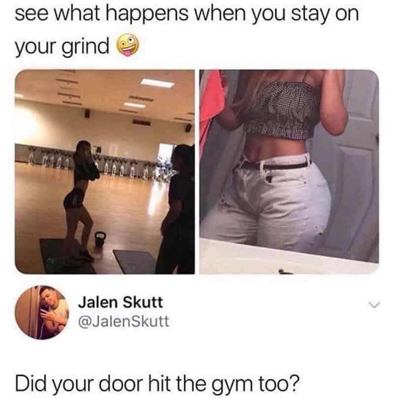 Two women in a gym, one with a kettlebell, the other in casual clothes.
