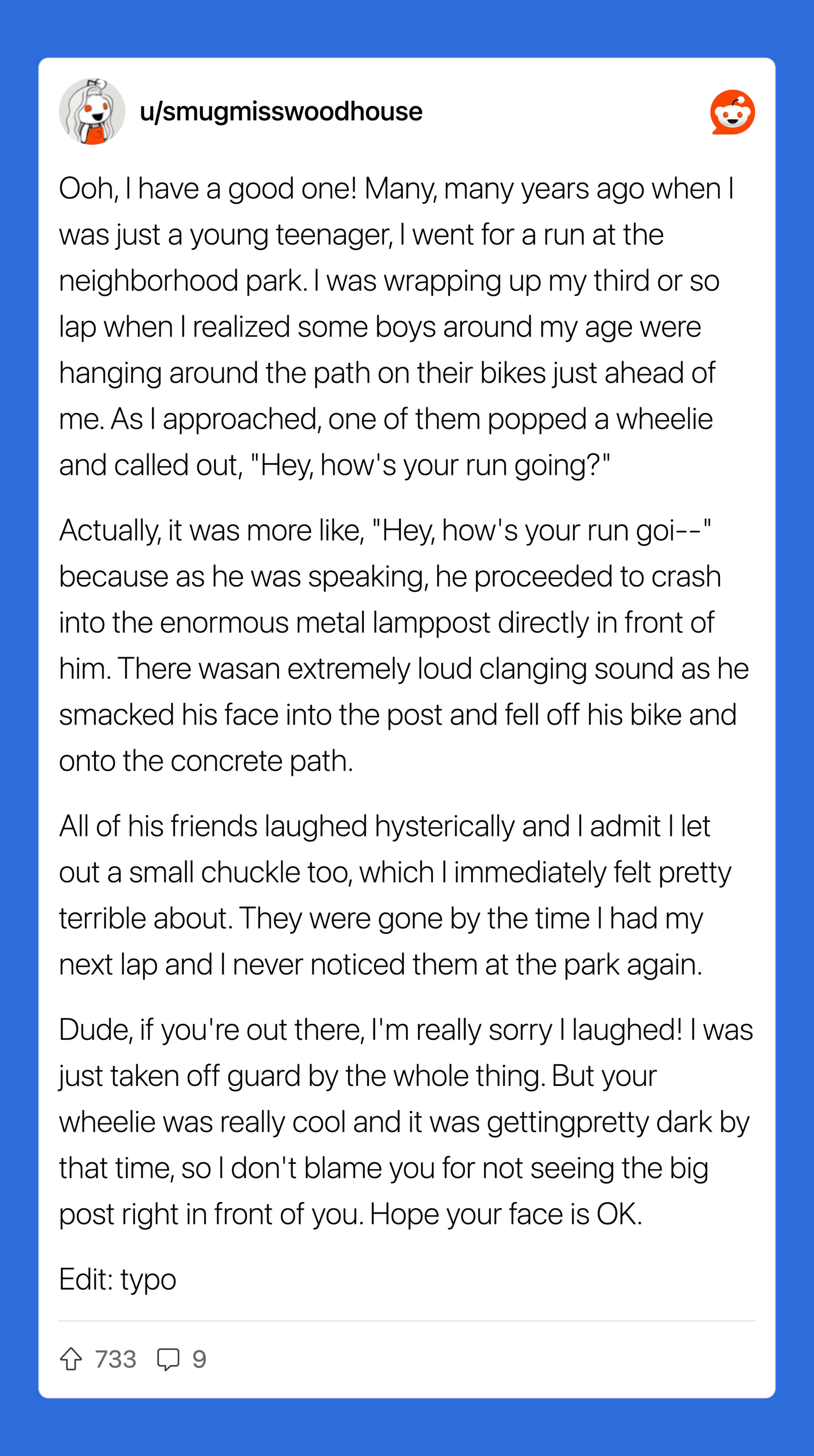 Teen witnesses a skateboarder fall, causing laughter and concern.