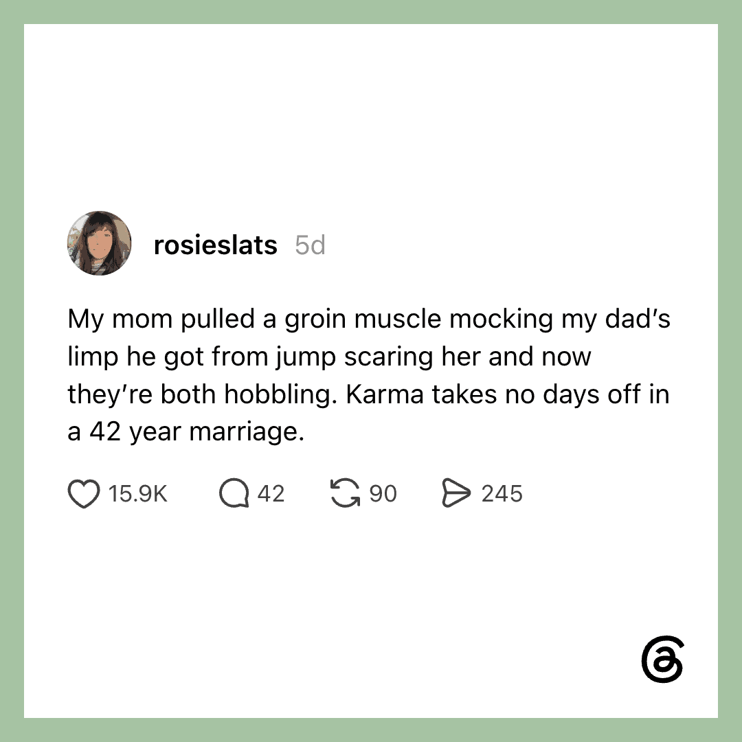 Instagram post by rosieslats about family drama and marriage.
