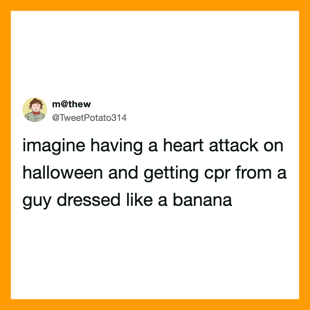 Twitter post about Halloween and a guy dressed as a banana.