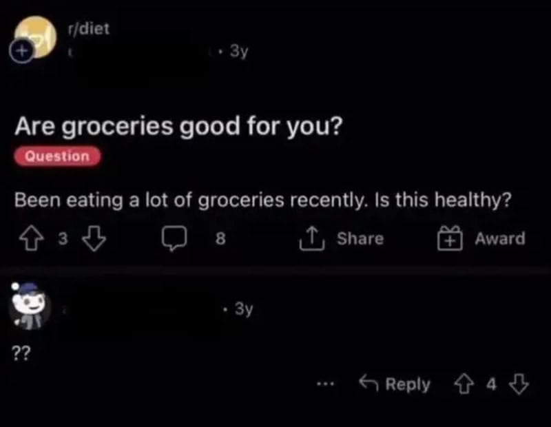 Are groceries good for you? Question Been eating a lot of groceries recently. Is this healthy?.