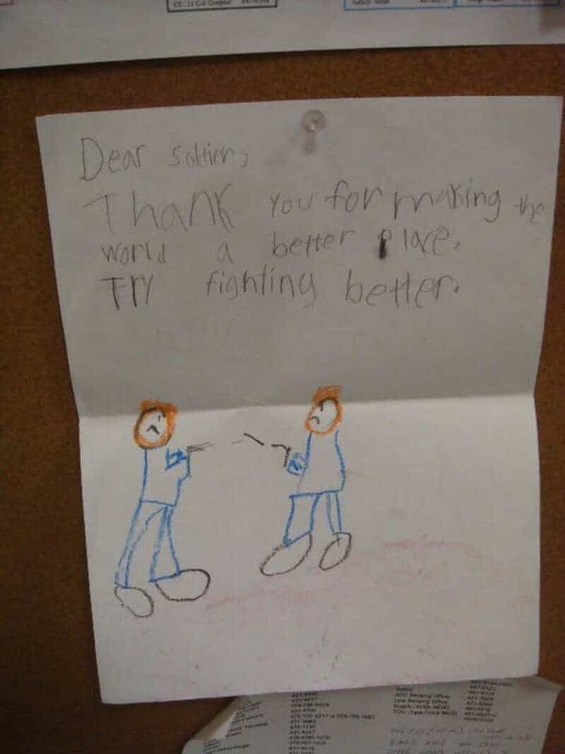 Dear soldiers, Thank you for making the world a better place, FLY fighting better.