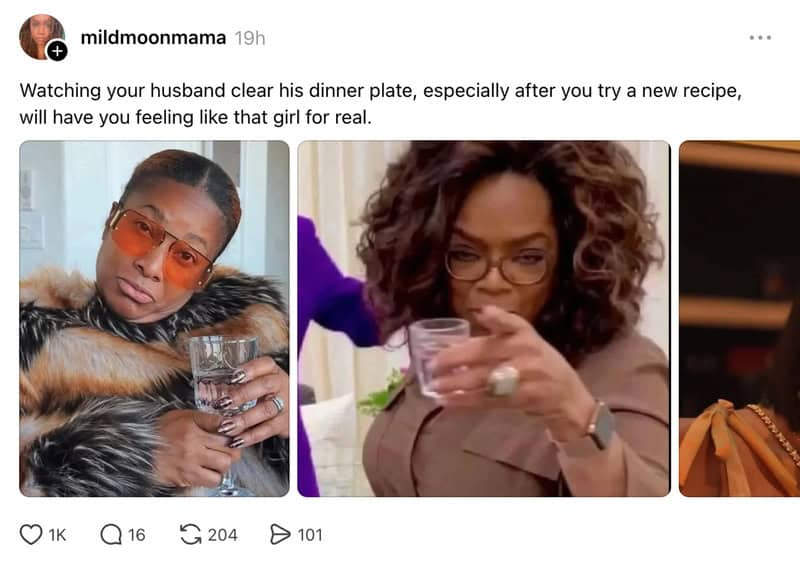 Two women drinking water, one with glasses and fur coat, the other with glasses and curly hair.
