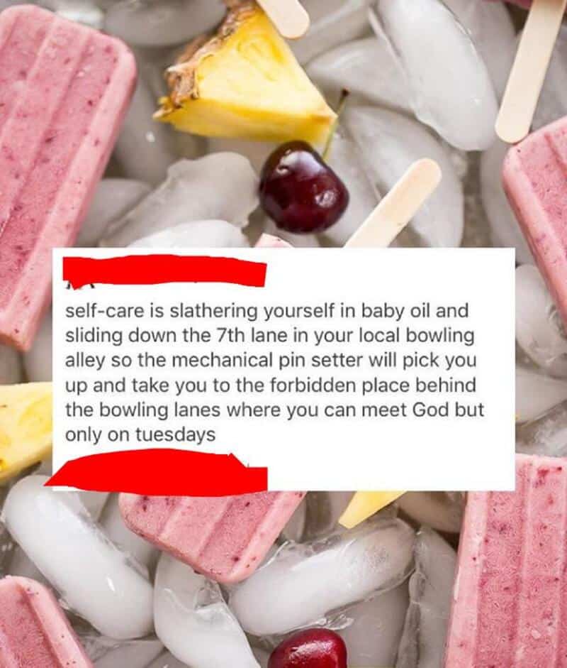 A social media post over a background of ice cream and popsicles.
